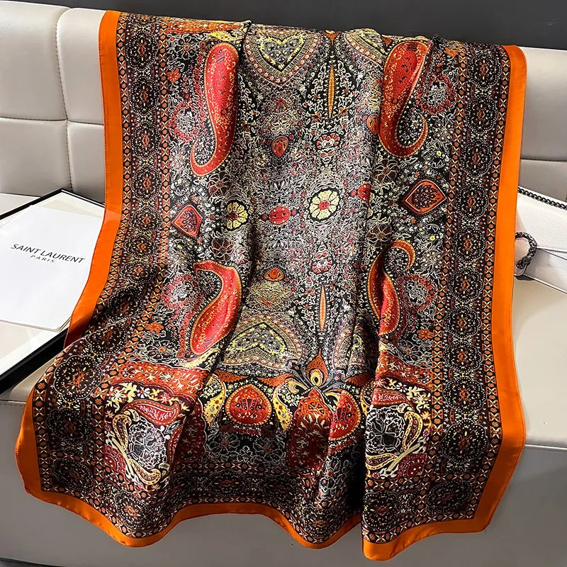 Damen Seidenschal groß Sommer Strand Hijab Turban Foulard Bandana Sonnenschutz