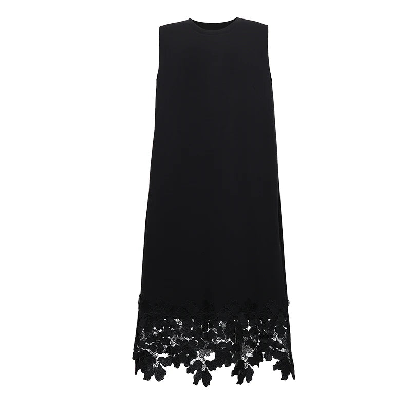 Elegantes Damen Midikleid Aus Baumwolle Mit Spitze Für Büro Und Freizeit