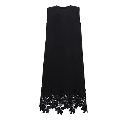 Elegantes Damen Midikleid Aus Baumwolle Mit Spitze Für Büro Und Freizeit