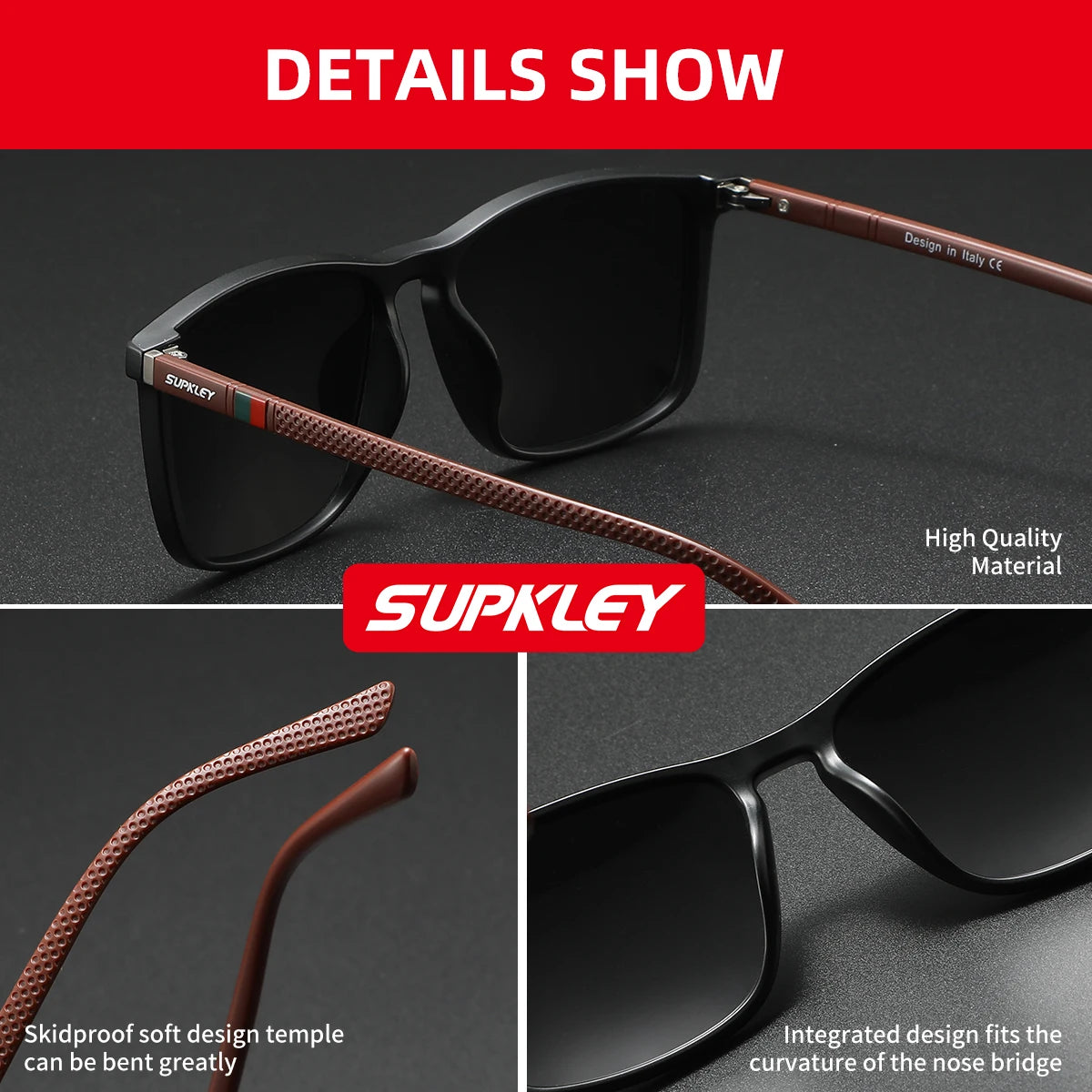 Sonnenbrille quadratisch klassisch polarisiert PC UV400 Sport Unisex