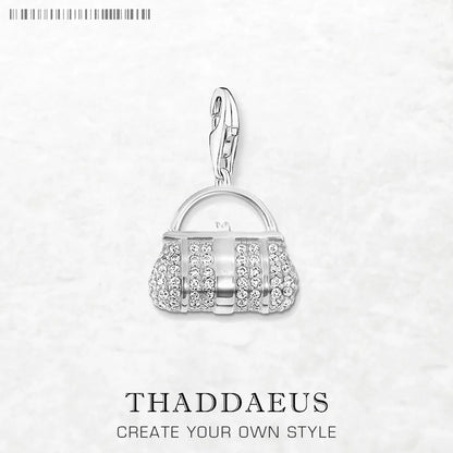Damen-Charm-Anhänger Tasche weißer Stein elegant aus Sterlingsilber