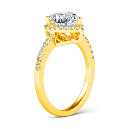 Damen-Herz-Ring Aus 925er Silber Mit 1ct Moissanit Und Zertifiziertem Schmuckstück