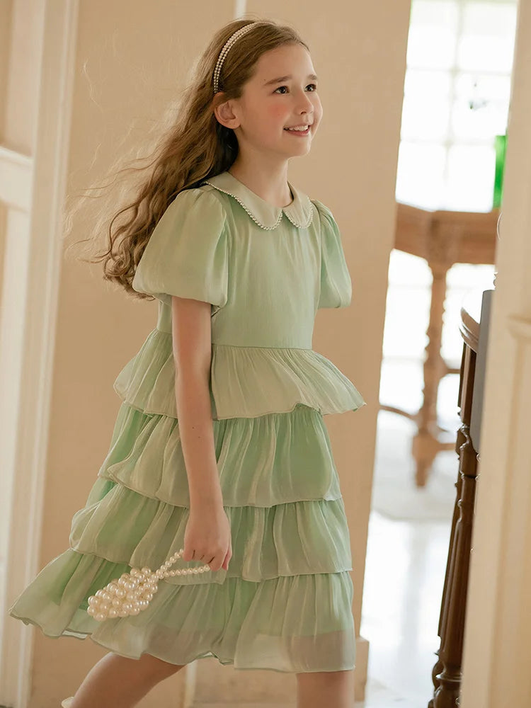 Ärmelloses weißes Sommerkleid für Mädchen mit Blumenmuster – festliches Ballkleid aus Tüll für Hochzeiten und Geburtstagsfeiern