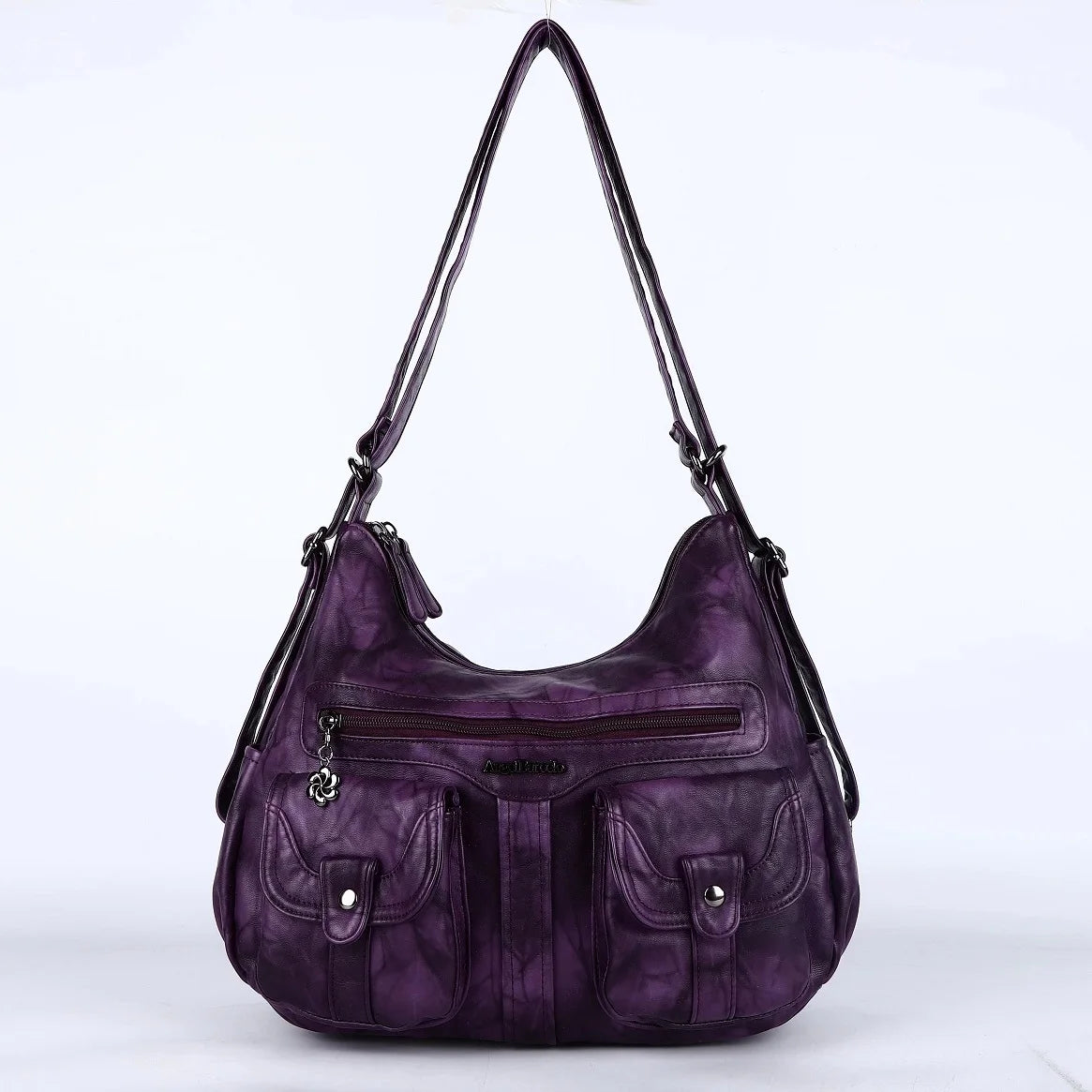 Damen-Schultertasche Aus Weichem PU-Lederimitat Mit Innenfach Und Reißverschluss Alltag Und Shopping
