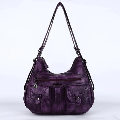 Damen-Schultertasche Aus Weichem PU-Lederimitat Mit Innenfach Und Reißverschluss Alltag Und Shopping