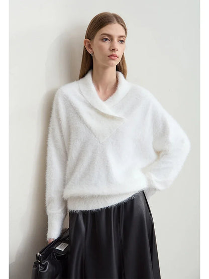 Damen-Rollkragenpullover locker Fledermausärmel Winter