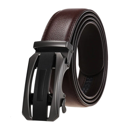 VATLY Echtleder Ratchet Gürtel Herren 38mm Natur-Rindsleder Automatik-Schnalle