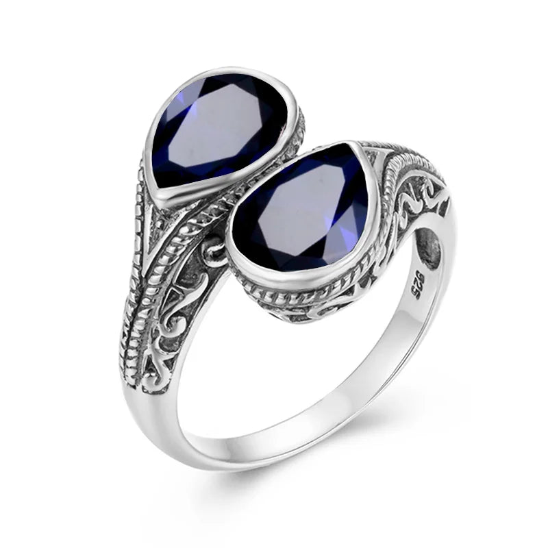 Damen-Ring tropfenförmiger Smaragd in Silber mit goldfarbener Beschichtung Ideal Als Hochzeits- oder Festgeschenk