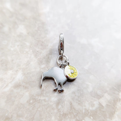 Damen-Charm-Anhänger Kiwi und Vogel süß aus Sterlingsilber