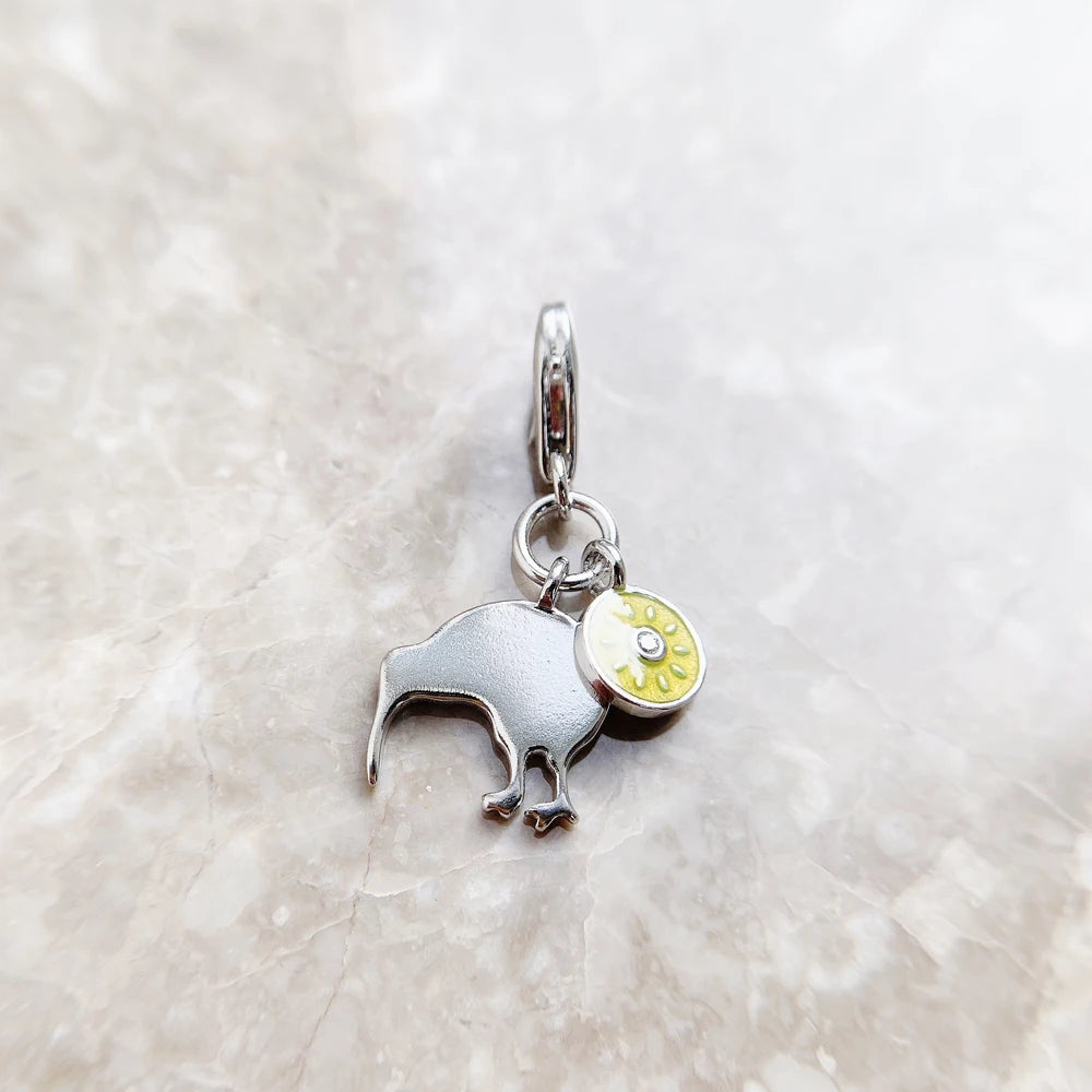 Damen-Charm-Anhänger Kiwi und Vogel süß II aus Sterlingsilber