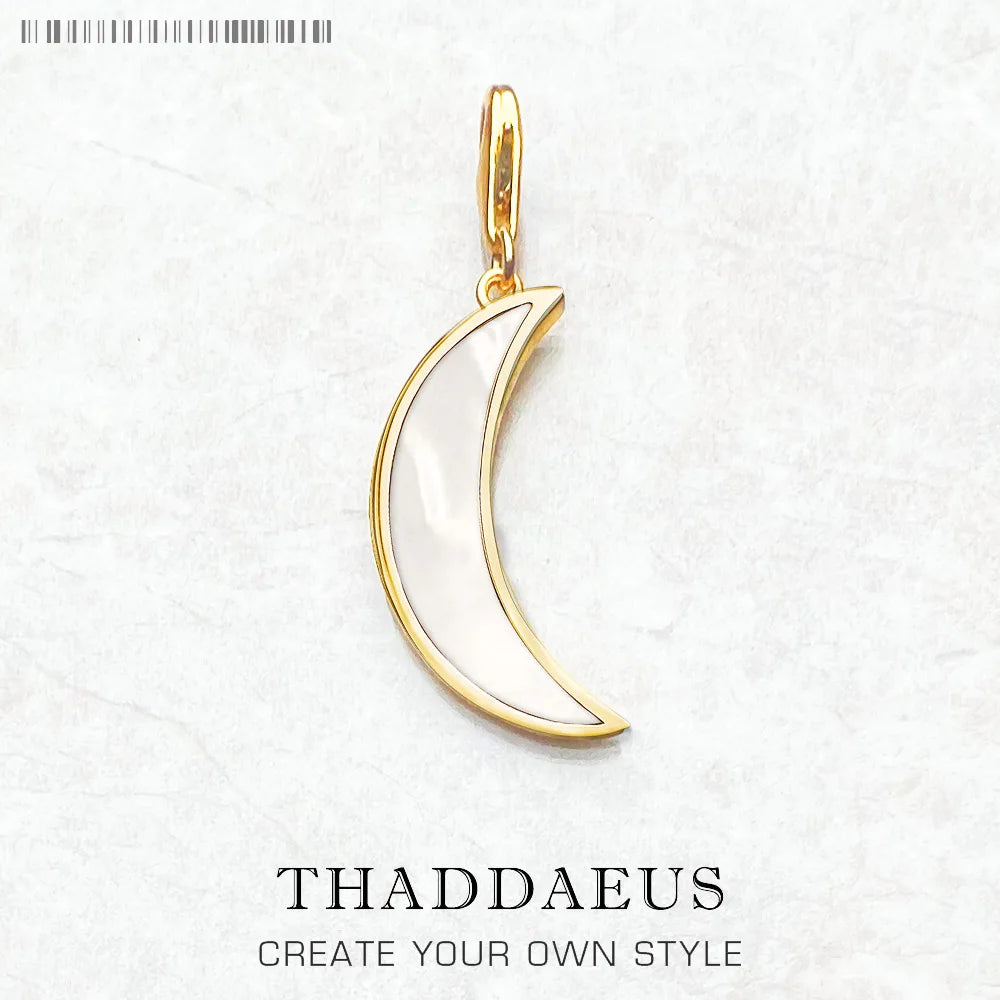 Damen-Charm-Anhaenger Mond gold aus Sterlingsilber
