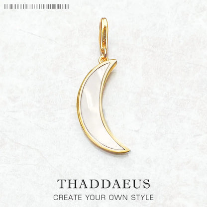 Damen-Charm-Anhaenger Mond gold aus Sterlingsilber