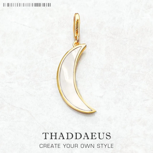 Damen-Charm-Anhaenger Mond gold aus Sterlingsilber