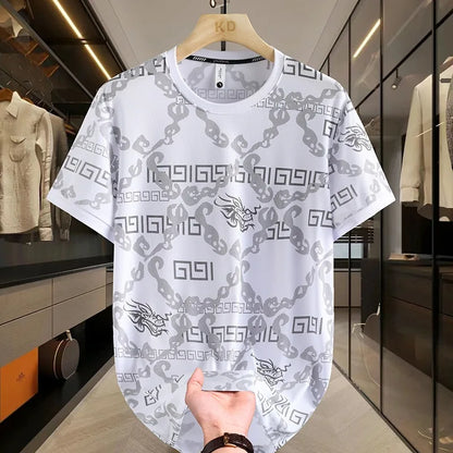Herren T-Shirt im lässigen Stil aus eisiger Seide mit kurzem Arm