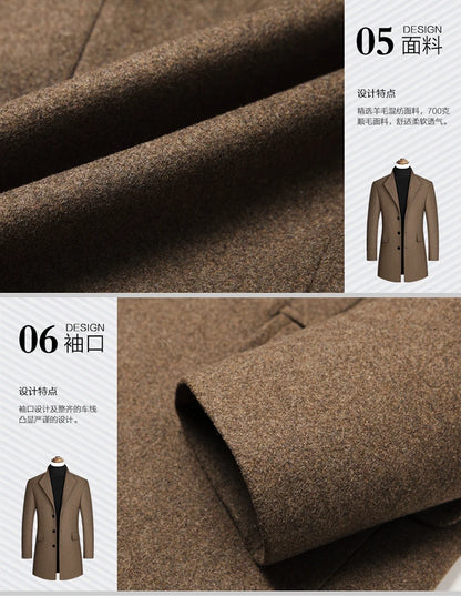 Eleganter Wollmantel für Herren – Herbst & Winter