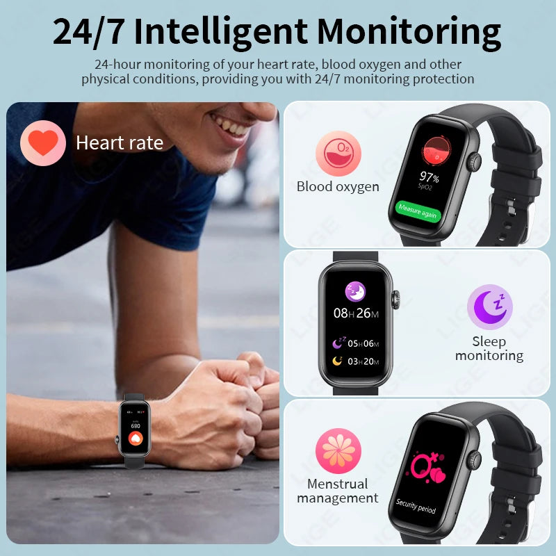Herren Fitness-Smartwatch mit über 100 Sportmodi und Anrufannahme