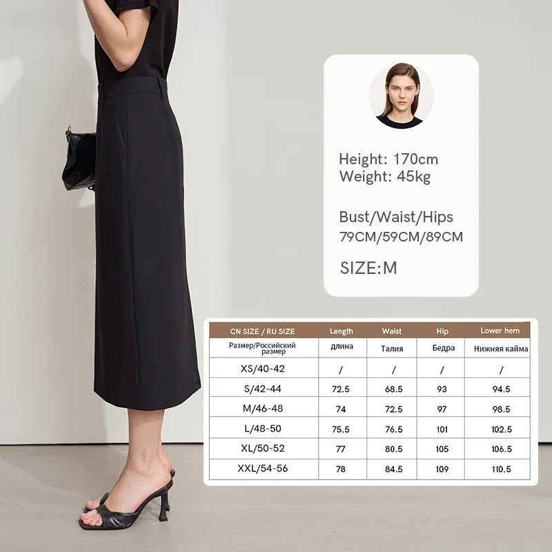 Damen Midi Rock im minimalistischen Stil mit elegantem Schlitz hinten