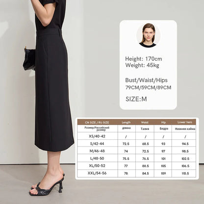 Damen Midi Rock im minimalistischen Stil mit elegantem Schlitz hinten