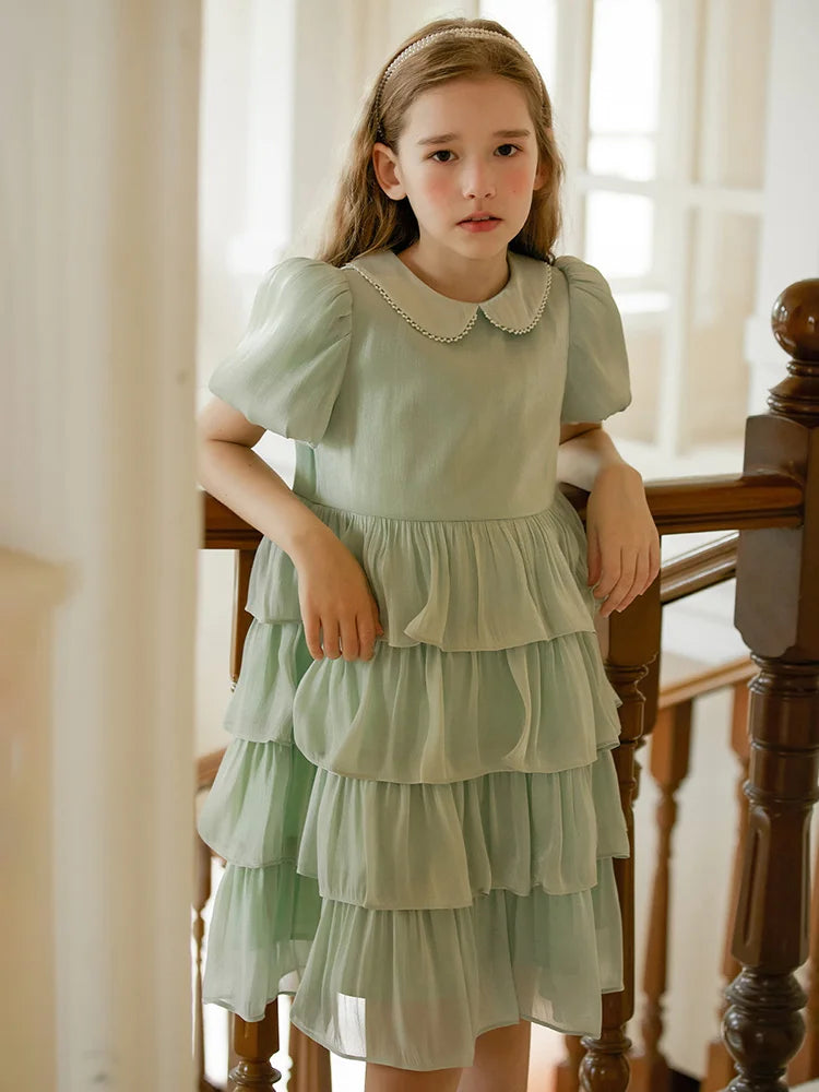 Ärmelloses weißes Sommerkleid für Mädchen mit Blumenmuster – festliches Ballkleid aus Tüll für Hochzeiten und Geburtstagsfeiern