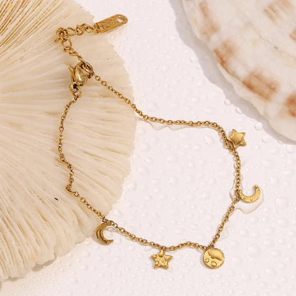 Damen-Armband mit Mond und Stern aus Edelstahl