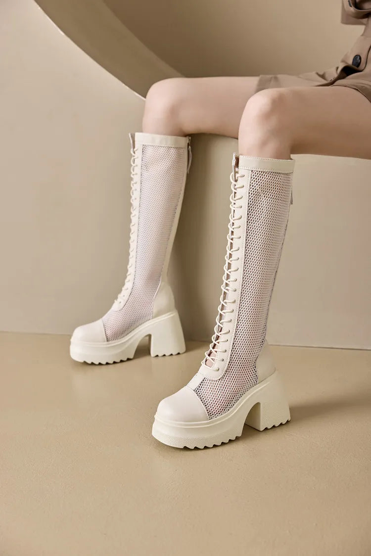 Damen Hochhackige Plattform Stiefel im Sommer im Römischen Stil