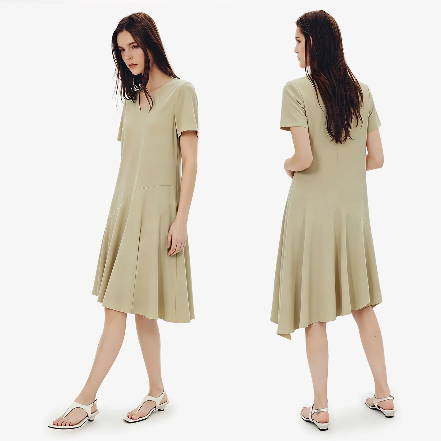 Elegantes Damen Midi Kleid Mit Lockerem Schnitt Für Büro Und Freizeit