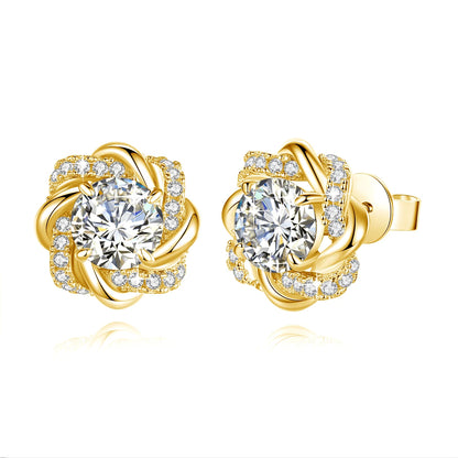Damen-Moissanit-Ohrringe mit Zertifikat, 2 Karat Rosegold, Davidstern-Design, Luxusschmuck