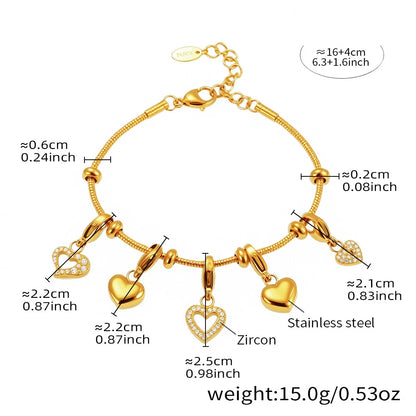 Damen-Charm-Armband mit Herz-Zirkonia