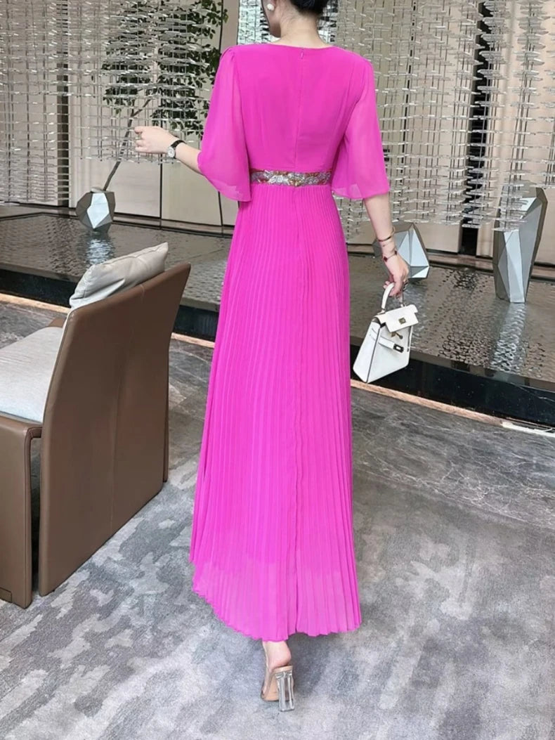 Elegantes Mini-Kleid für Damen mit halbem Stehkragen, langen Ärmeln und 3D-Blumen-Patchwork-Design – figurbetont und stilvoll.