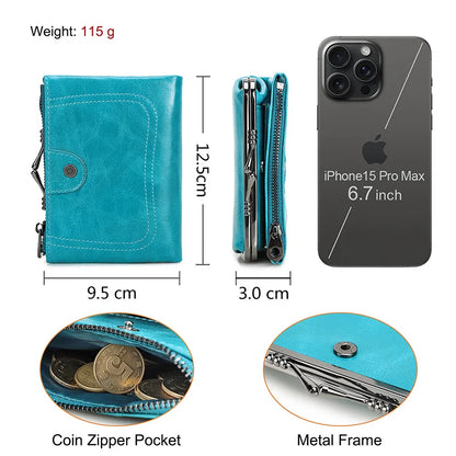 Damen Echtleder Geldbörse RFID Karten Fotohalter Geldbeutel Reise Geschenk