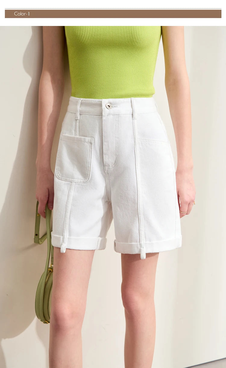 Minimalismus Baumwoll Jeans – Vintage Retro Fashion Shorts für Frauen