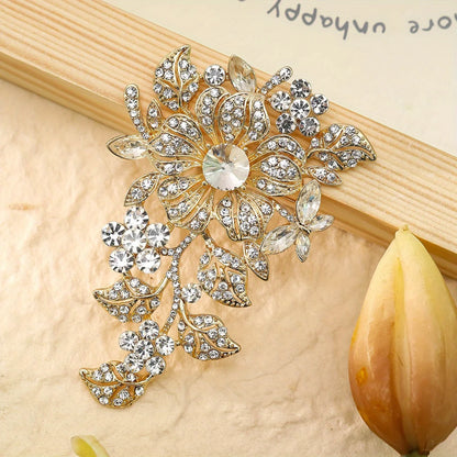Brosche Blume Kristall Perle Luxus Anzug Party Bankett Damen