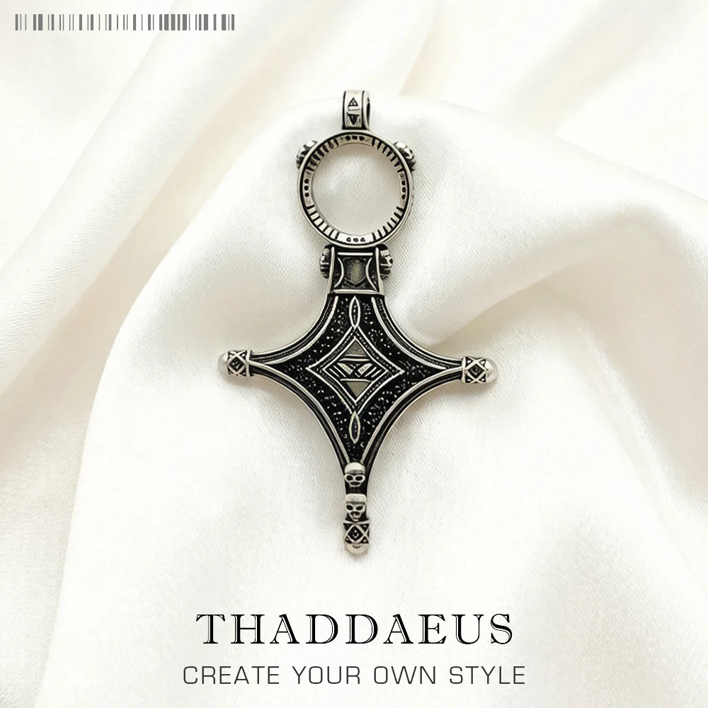 Damen-Charm-Anhänger Ethno Kreuz Glück Vintage aus Sterlingsilber