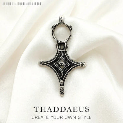 Damen-Charm-Anhänger Ethno Kreuz Glück Vintage aus Sterlingsilber