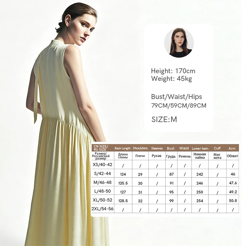 Damen-Sommerkleid in Vanille, Rückansicht mit gerafftem Taillenbund und vollem Rock