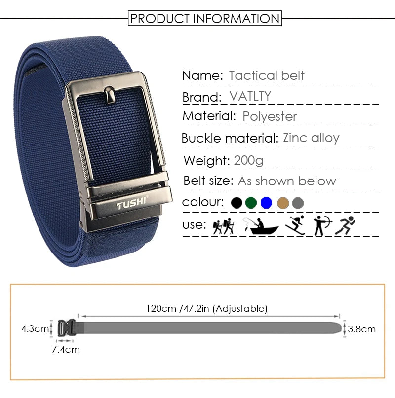 VATLY Herren Stretch-Gürtel 38mm mit Automatik-Schnalle aus Nylon