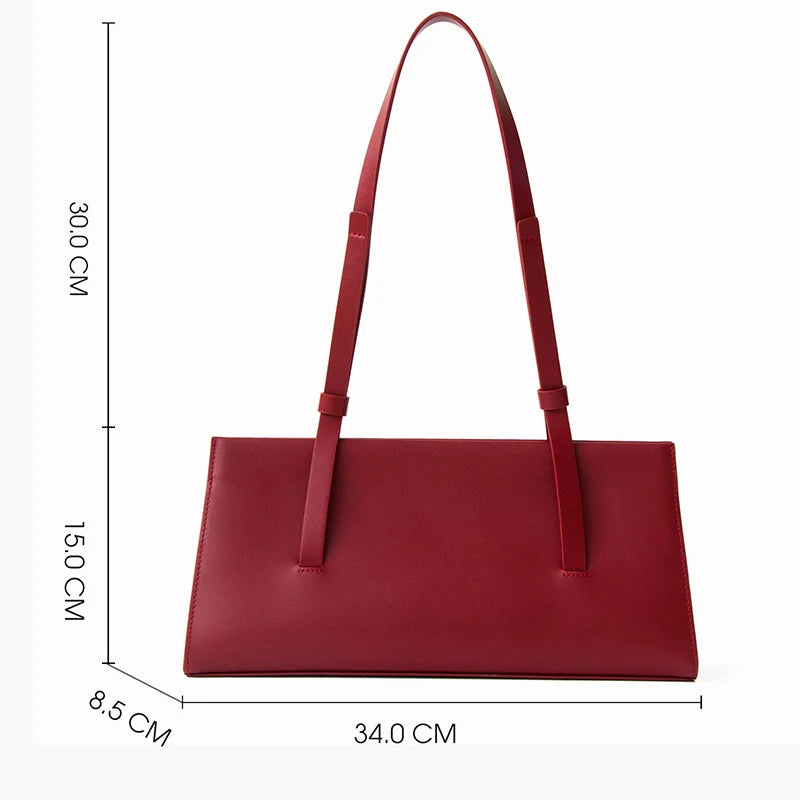 Rote Schultertasche Spaltleder In Baguette-Form | Donna-In
