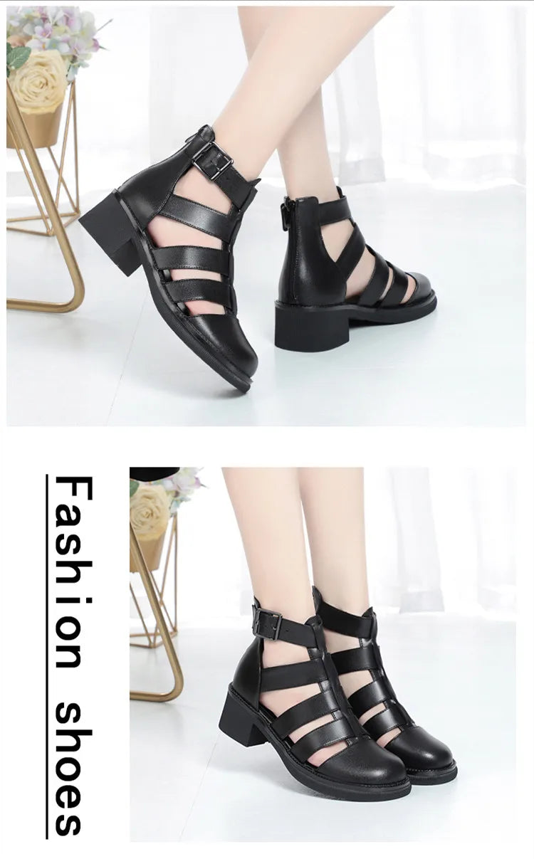 AIYUQI Damen-Sandalen, Sommer, 2022, neue Damen-Sandalen aus echtem Leder, Verschluss, geflochtener Gladiator, rutschfeste, lässige Sandalen für Damen