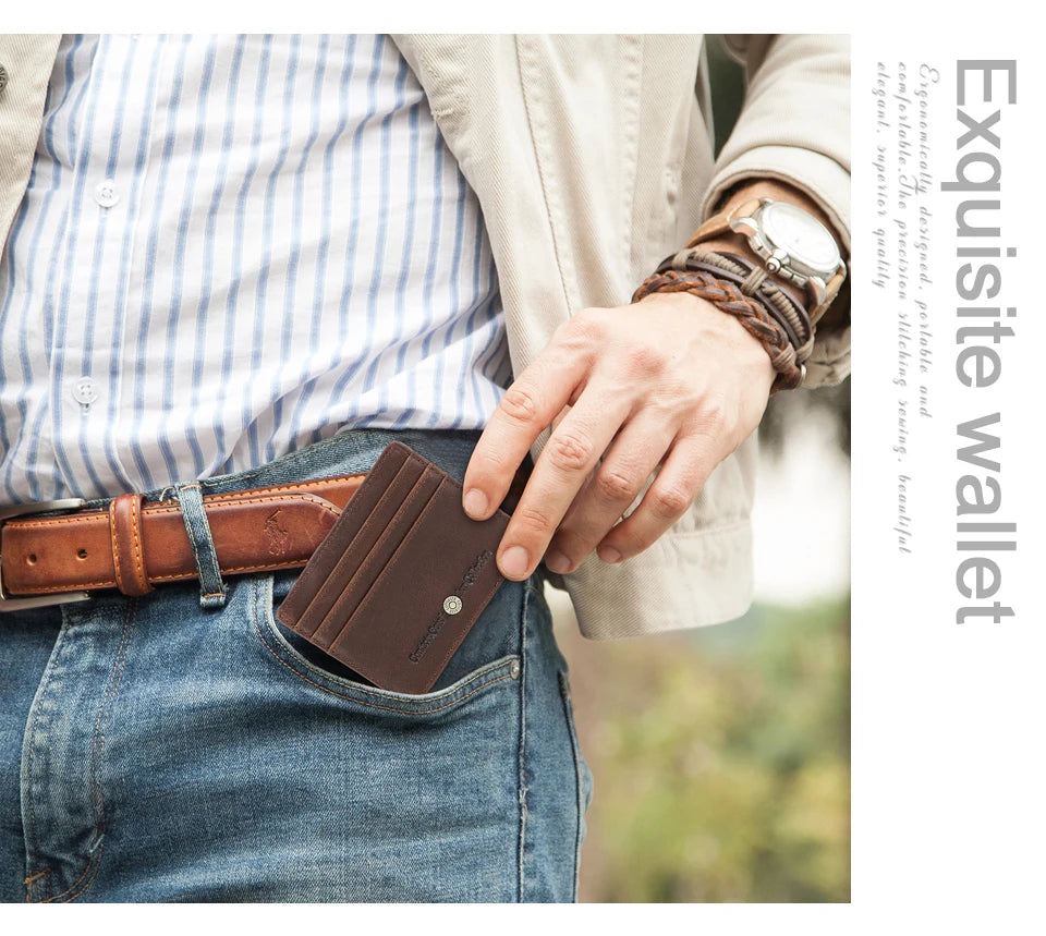 Herren Echtleder Geldbörse Slim RFID Kartenhalter Geldclip ultra dünn Mini Geschenk