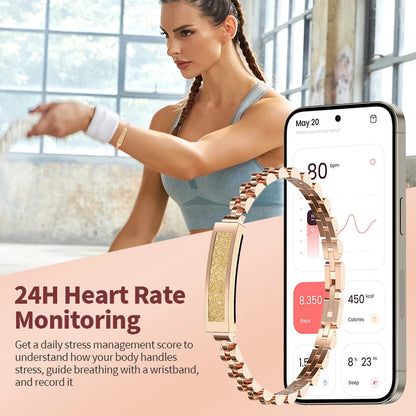 LIGE Frauen Kein Bildschirm Smartwatch Zink-legierung Bluetooth Verbunden APP Sport Smart Armband Band Herzfrequenz Schlaf Monitor Dame Geschenk