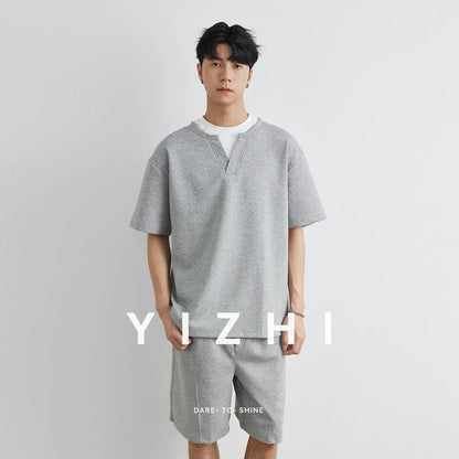 Herren Sommer Anzug aus bequemen T-Shirt und Shorts mit Taschen