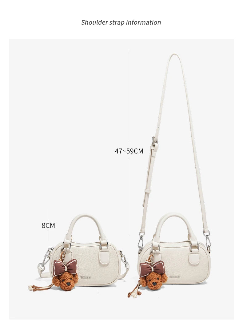 Damen Handtasche Aus Soft Leateh Im Boston Stil Mit Crossbody Anhänger