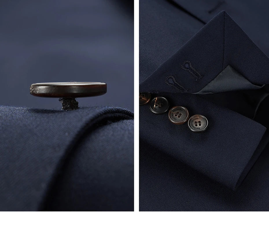 Luxuriöses Herrenanzug-Set aus 100% Wolle in Schwarz – Slim-Fit Blazer und Hose für Business, Alltag und Hochzeit