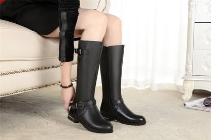 AIYUQI High Boots Female Genuine Leather 2024 New Natural Wool Warm Women Winter Boots Large Size Female Rider Boots