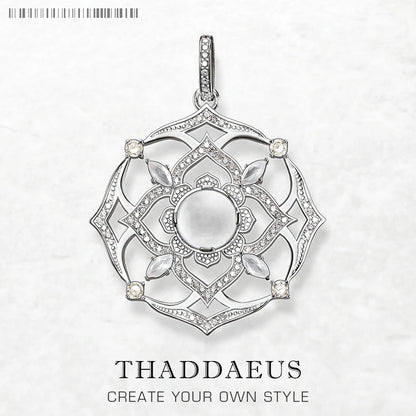 Damen-Charm-Anhänger weißer Lotus Vintage Seele aus Sterlingsilber