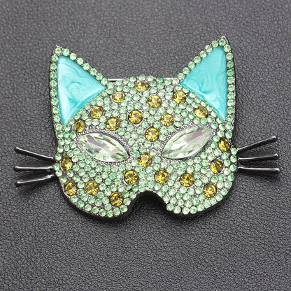 Brosche Katze Maske Emaille Kristall Barock Palast Tropföl Vintage Damen