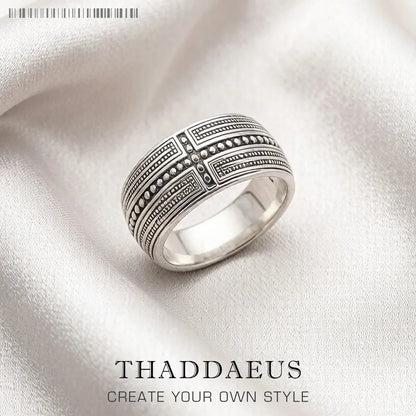 Damen-Ring Kreuz Bandring Vintage Europa aus Sterlingsilber