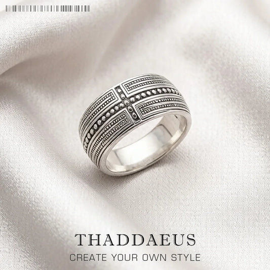 Damen-Ring Kreuz Bandring Vintage Europa aus Sterlingsilber
