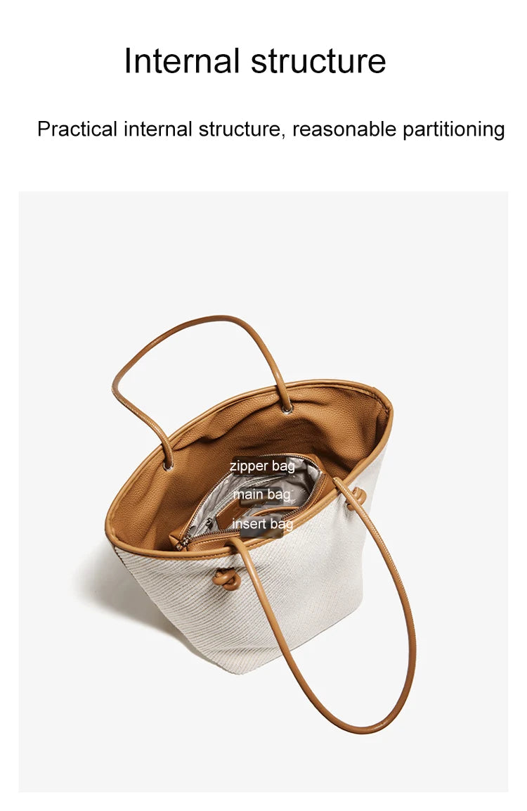 Damen Schultertasche aus Stoff im Bucket-Stil Casual Große Tasche