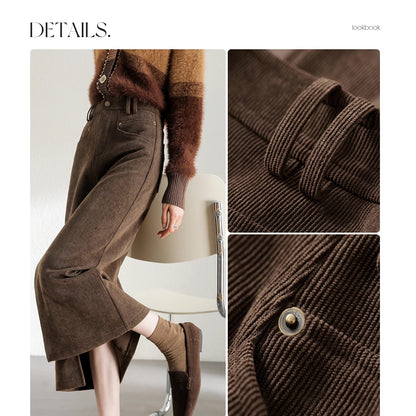 Damen Midi Cord-Rock mit Schlitz am Saum für elegante Büro-Outfits